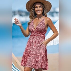 Floral Red Summer Dress